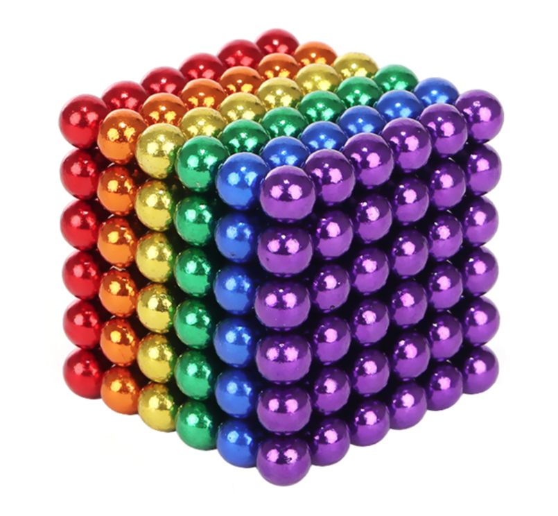 Set 216 Bile magnetice Rainbow NEOCUB diametru 5 mm multicolor cutie depozitare argintiu